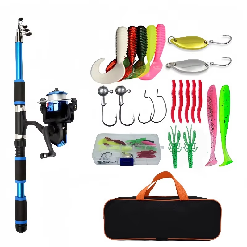 Saltwater Line - Conjunto completo de vara de pesca,