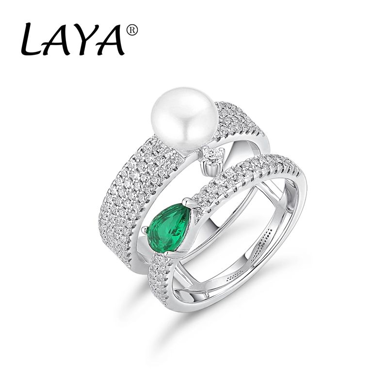 Freshwater Line - 925 anel de linha dupla de